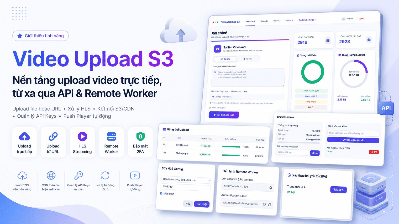 Video Upload S3 – Nền tảng Upload Video Trực Tiếp và Từ Xa qua API, Remote Worker